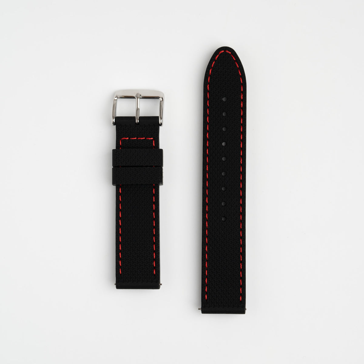 Anthracite Dash Quick Release Black Watch Strap, Red Stitch