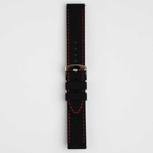 Anthracite Dash Quick Release Black Watch Strap, Red Stitch