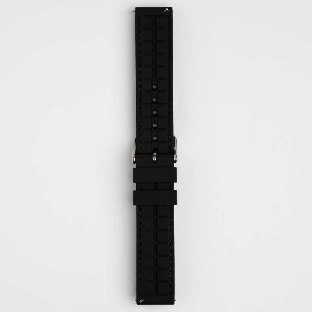 Anthracite Dash Quick Release Black Watch Strap, Red Stitch