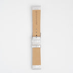 Metallic Silver Watch Strap, underside showing the lining