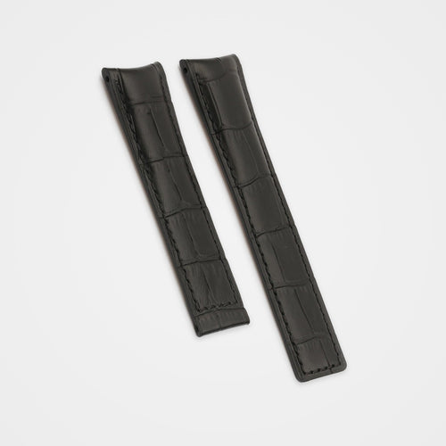 Black crocodile grain strap for TAG Heuer Carrera 20mm