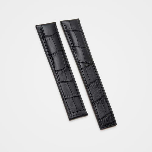 Black crocodile grain strap for TAG Heuer Monaco