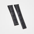 Black crocodile grain strap with white stitching for TAG Heuer Monaco