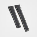 Blue crocodile grain strap with white stitching for TAG Heuer Monaco