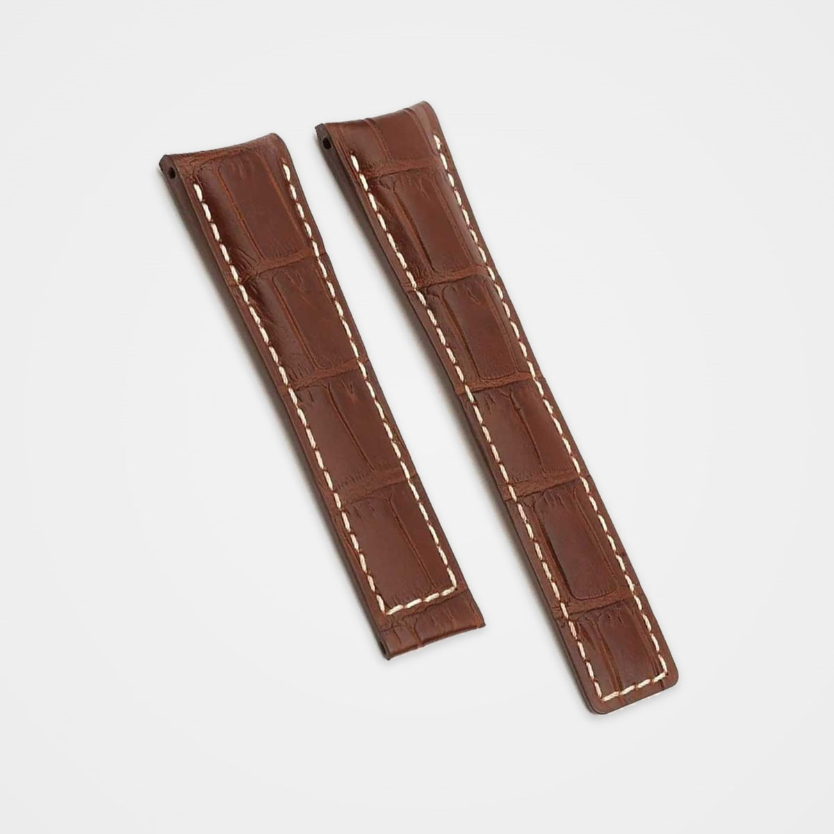 Brown crocodile grain strap with white stitching for TAG Heuer Monaco