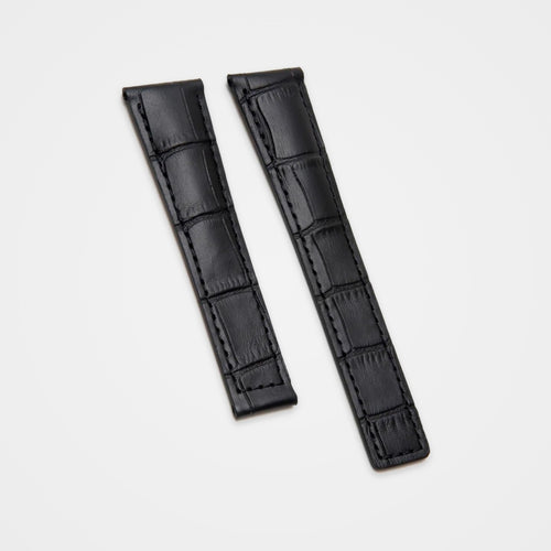 Black crocodile grain strap for TAG Heuer Monza