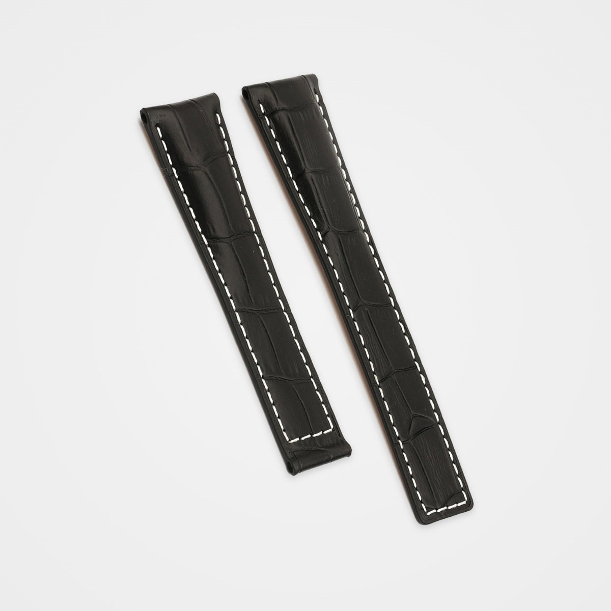Black crocodile grain strap with white stitching for TAG Heuer Monza