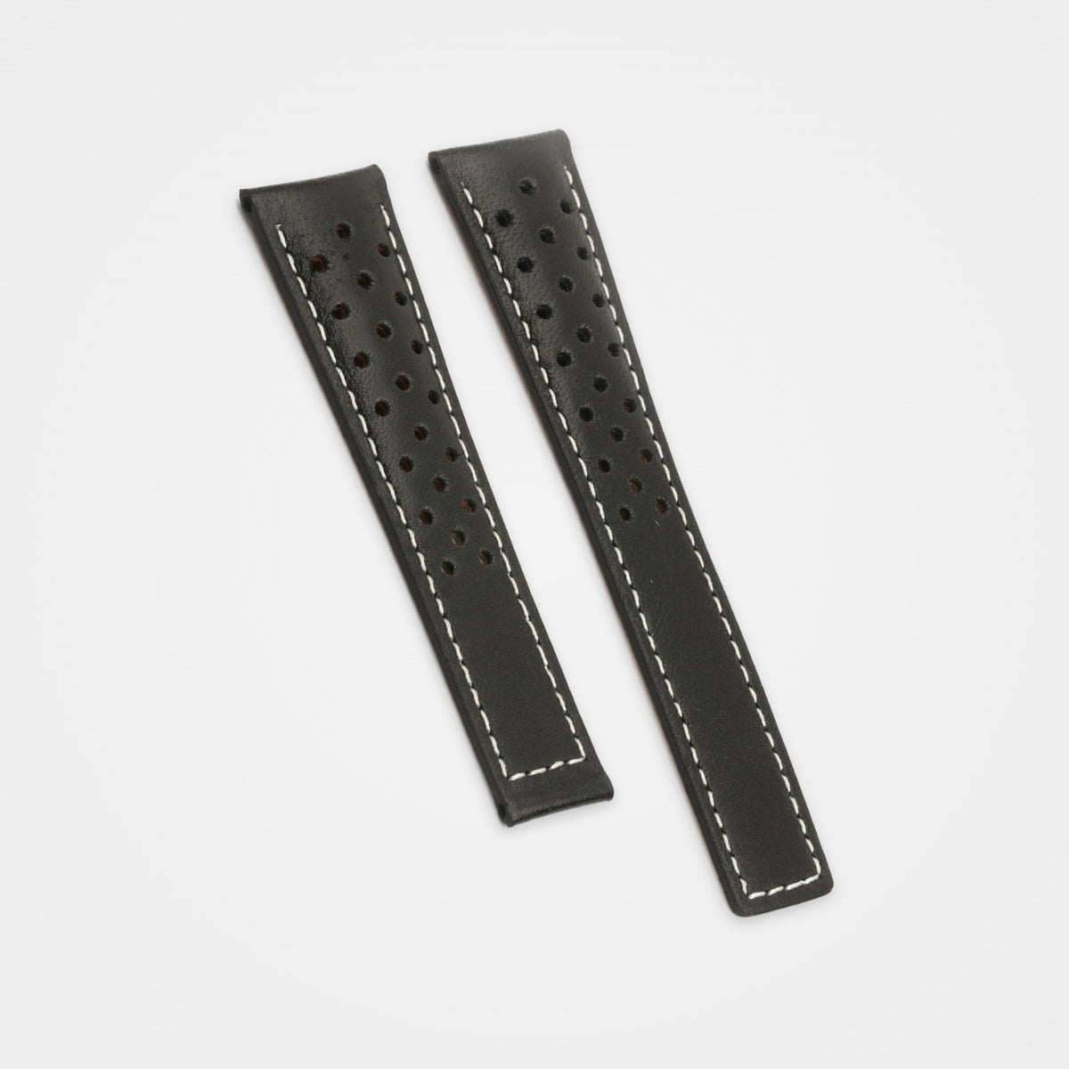 Black perforated leather strap with white stitching for TAG Heuer Monza