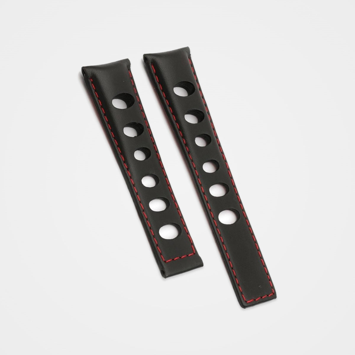 Black rally strap with red stitching for TAG Heuer Monaco
