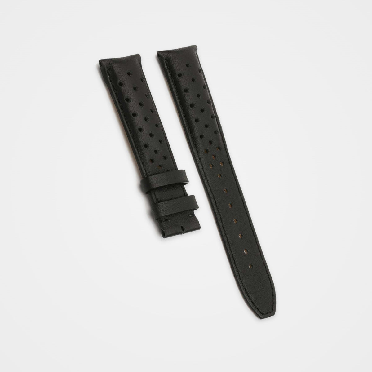Black perforated leather strap for TAG Heuer Autavia