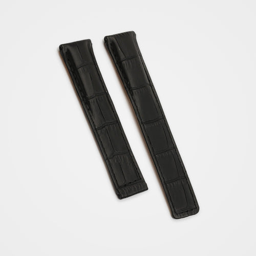 Black crocodile grain strap for TAG Heuer Autavia