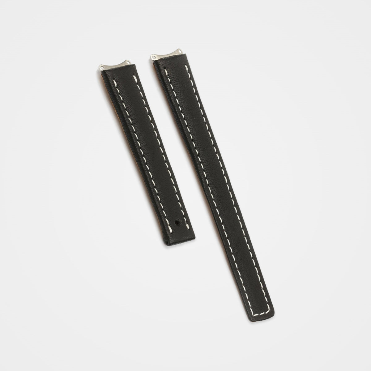 Black smooth leather strap with white stitching for TAG Heuer 6000 Series Ladies