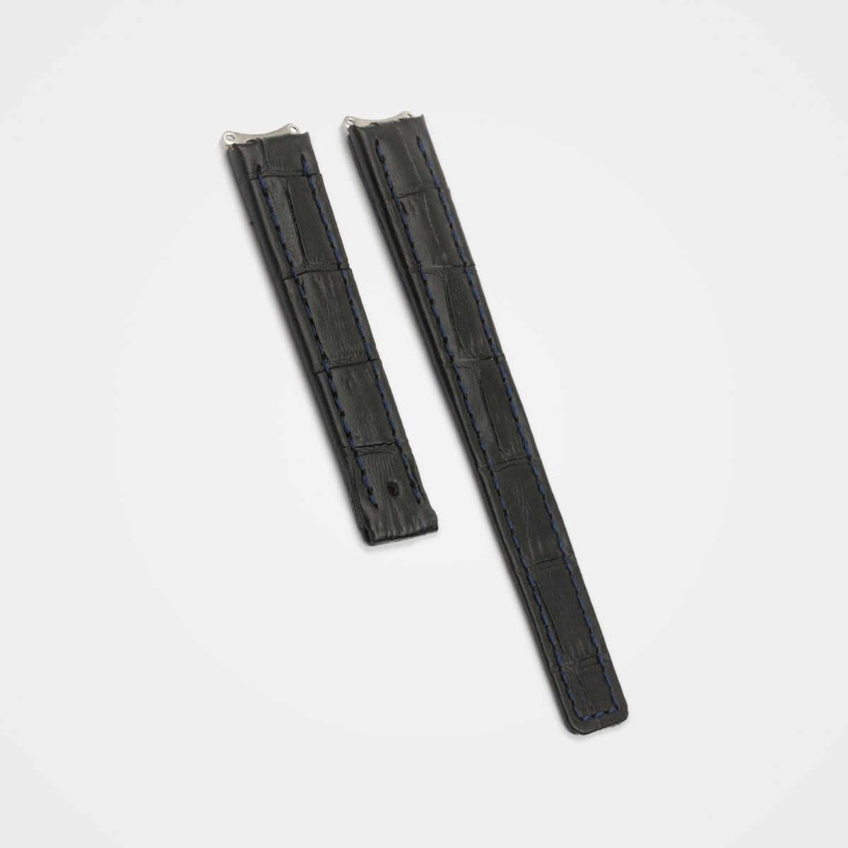 Black crocodile grain strap with blue stitching for TAG Heuer 6000 Series Ladies