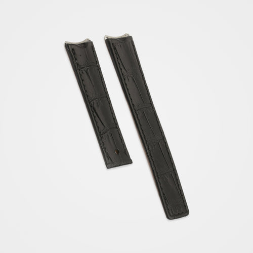 Black crocodile grain strap for TAG Heuer 6000 Series Mid-Size