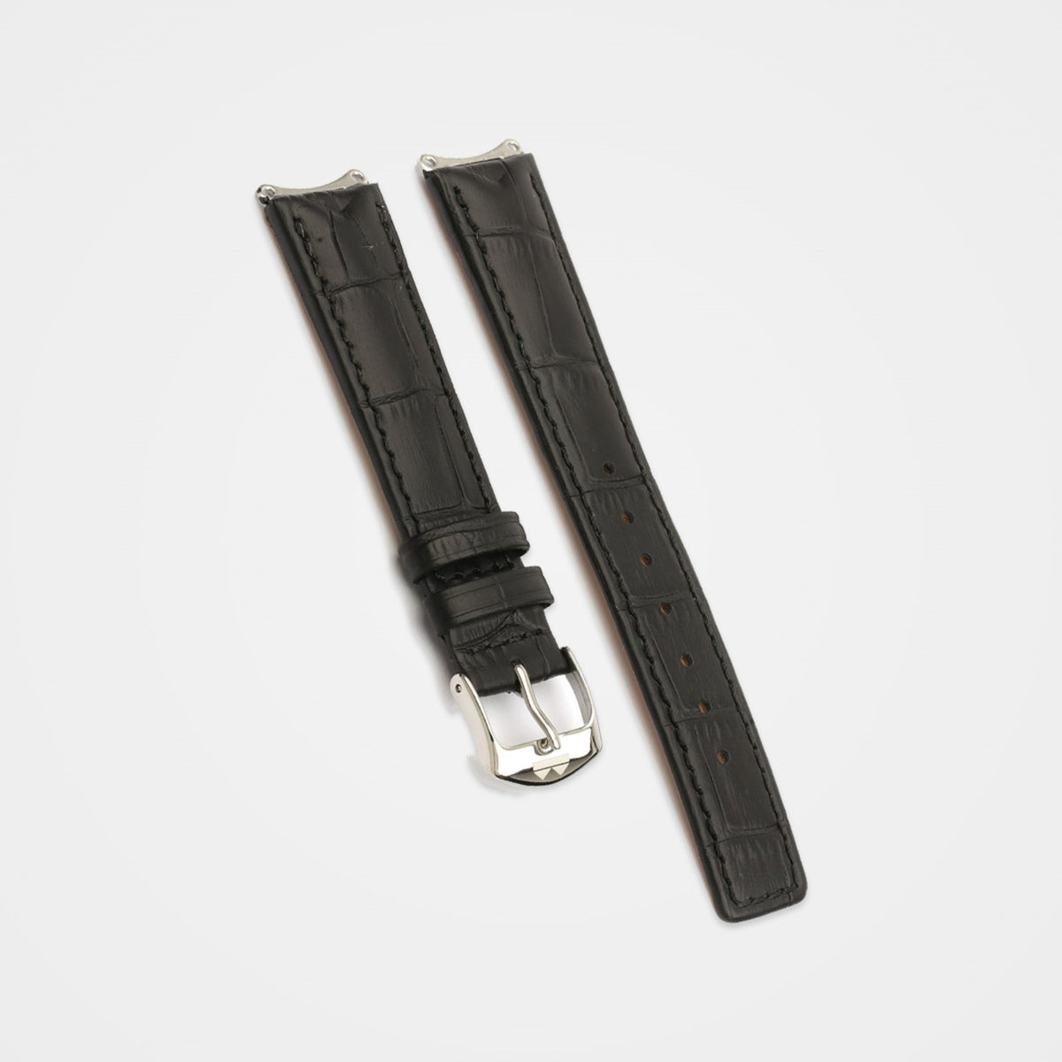 Black crocodile grain strap with pin buckle for TAG Heuer 6000 Series Mid-Size