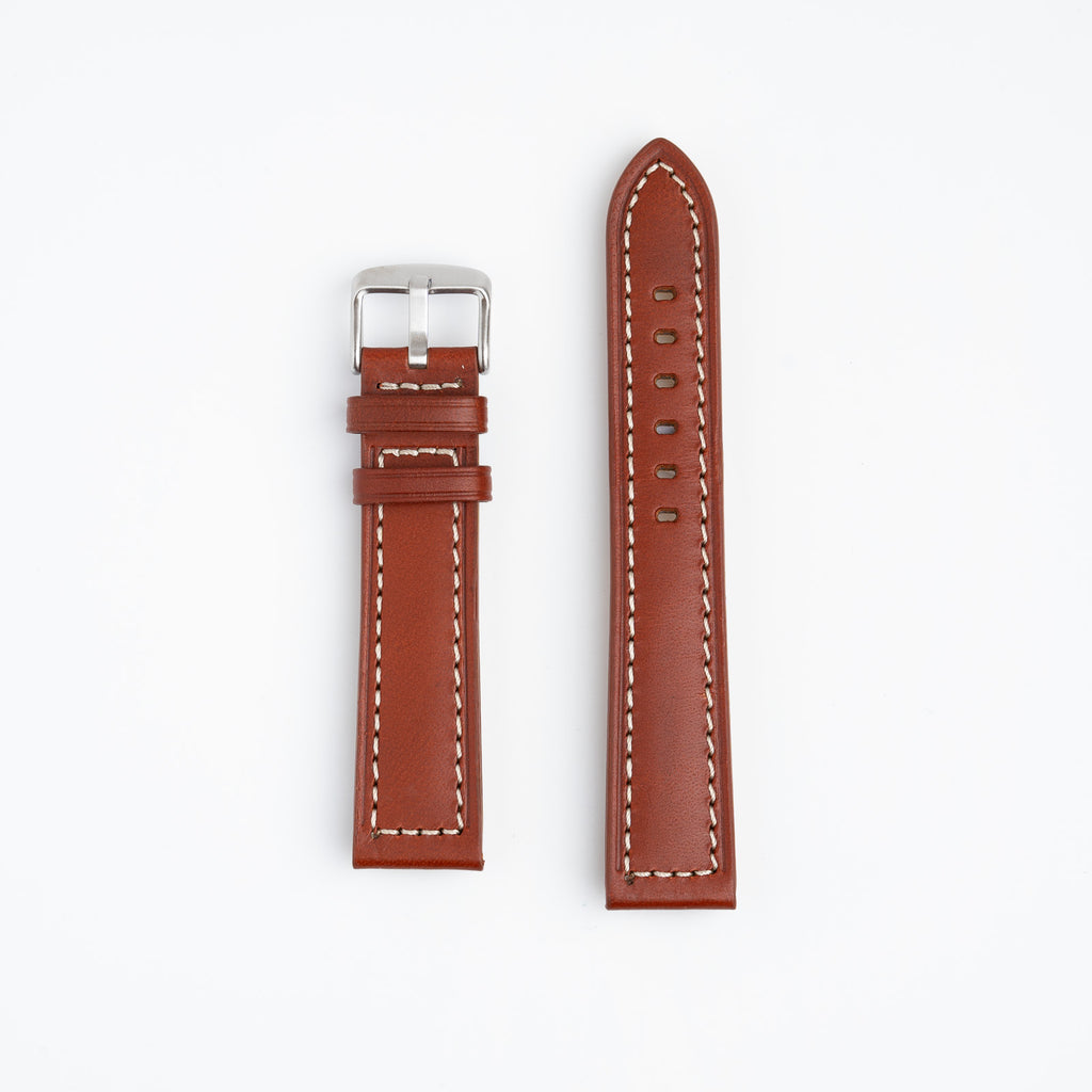 Windsor Bold Brown Watch Strap, both pieces laid flat