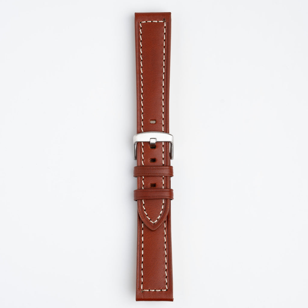 Windsor Bold Brown Watch Strap, buckled up, front view