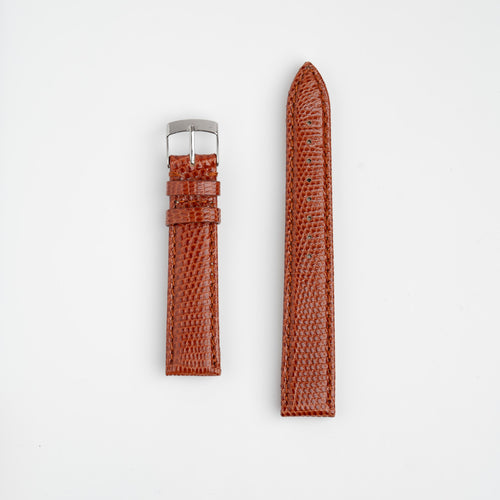 Tan (Light Brown) Genuine Lizard Leather Watch Strap available in 14mm, 16mm, 18mm, 20mm