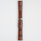 Handmade Alligator Grain Tan Watch Strap, buckled up, front view