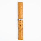 Sandbanks Ostrich Tan Watch Strap, buckled up, front view