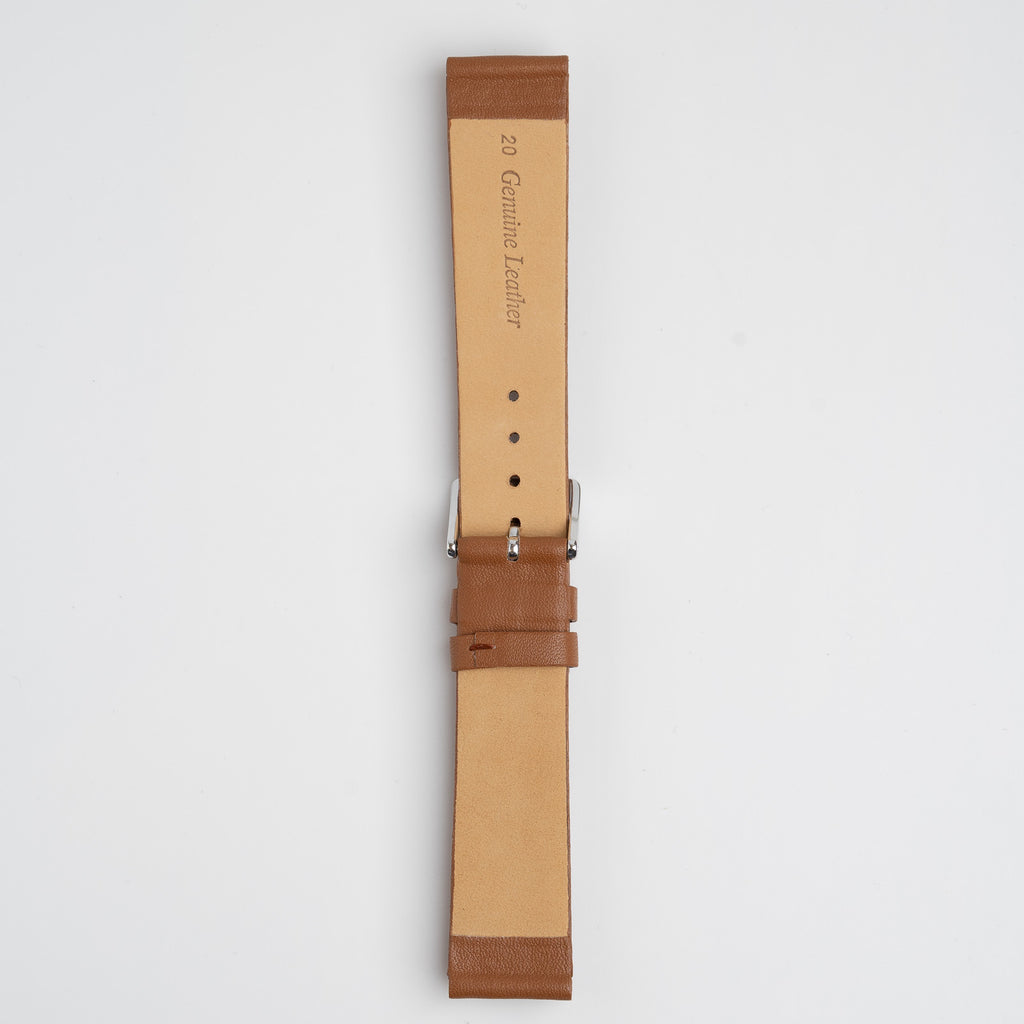 Windsor Smooth Tan Watch Strap, underside showing the lining