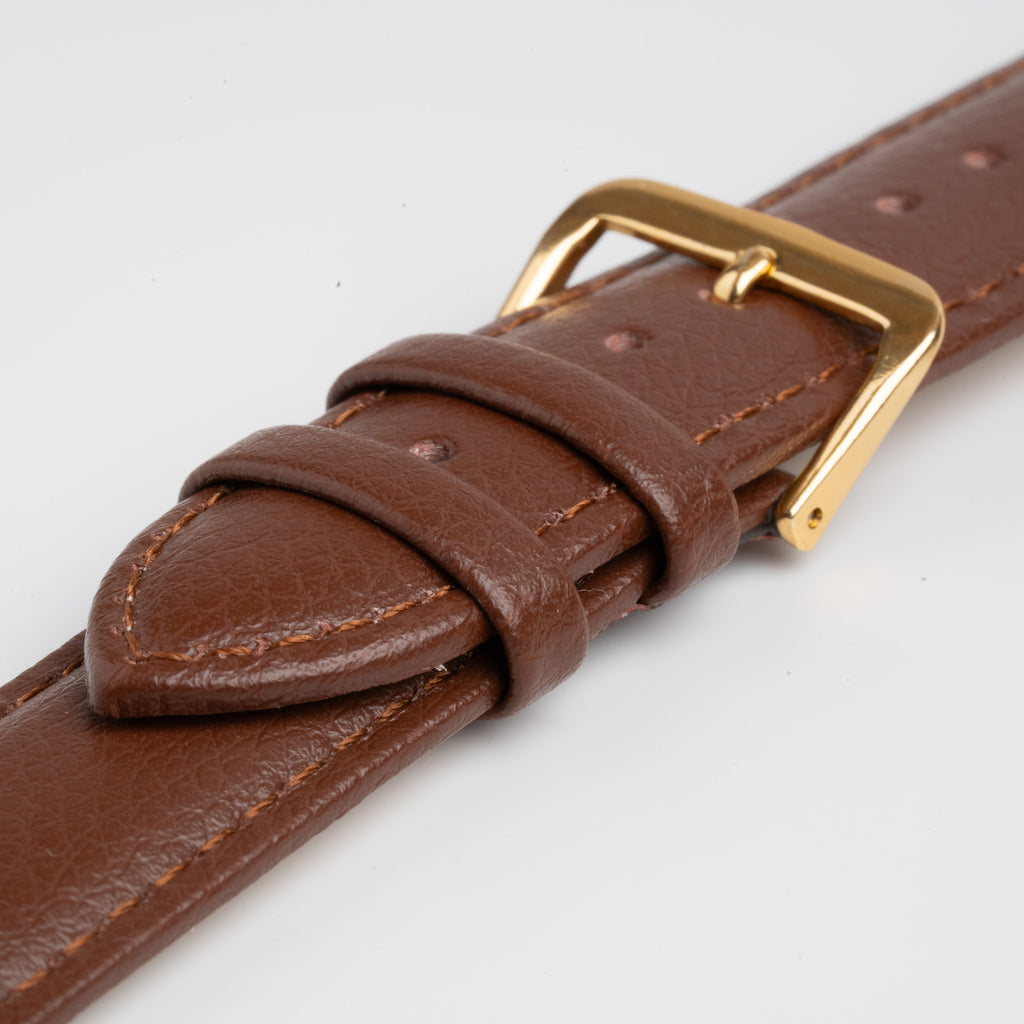 Buffalo Value Padded Tan Watch Strap, close-up of the buckle and keepers