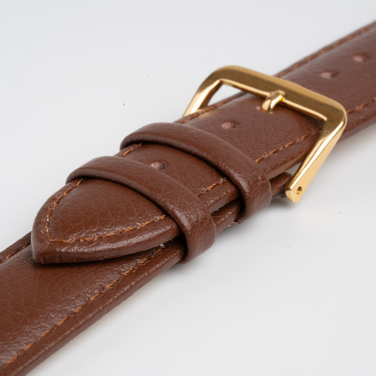 Buffalo Value Padded Tan Watch Strap, close-up of the buckle and keepers