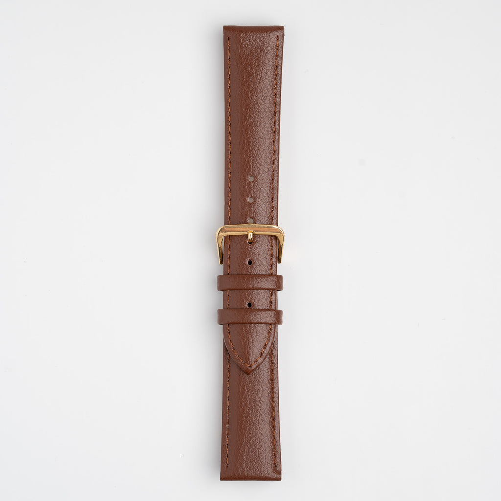 Buffalo Value Padded Tan Watch Strap, buckled up, front view