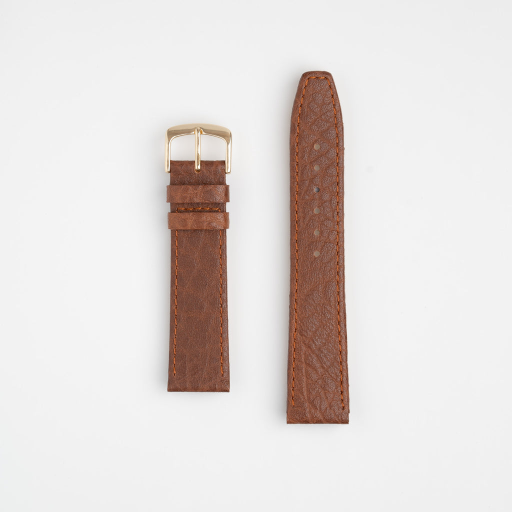 Natural Buffalo Tan Watch Strap, both pieces laid flat