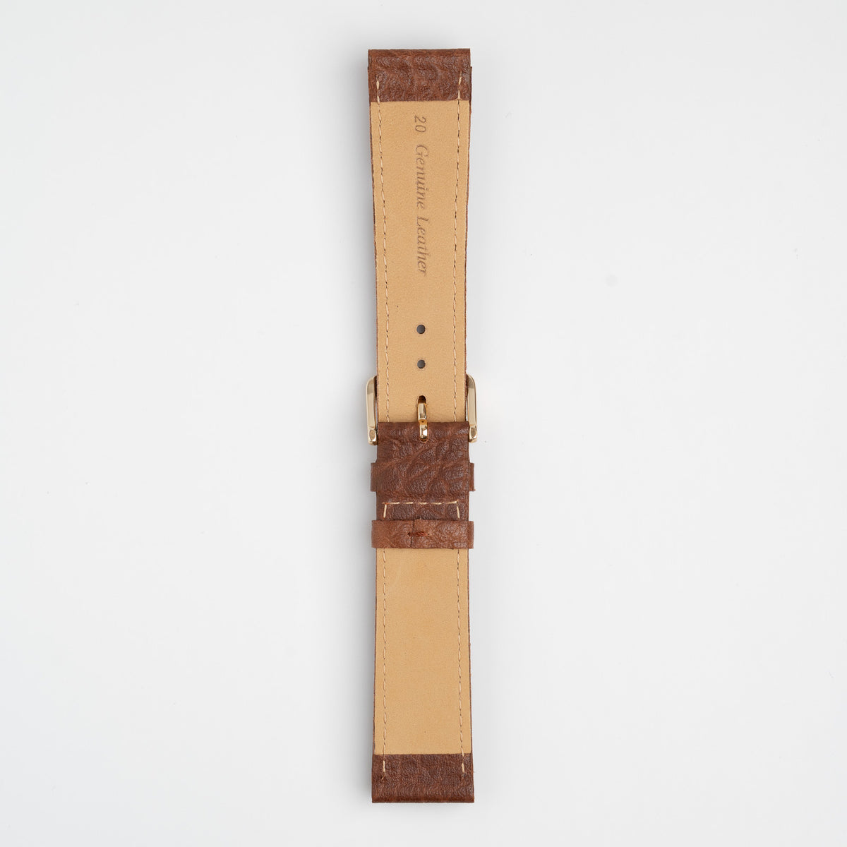 Natural Buffalo Tan Watch Strap, underside showing the lining