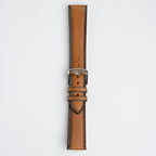 Vintage Smooth Tan Watch Strap, buckled up, front view