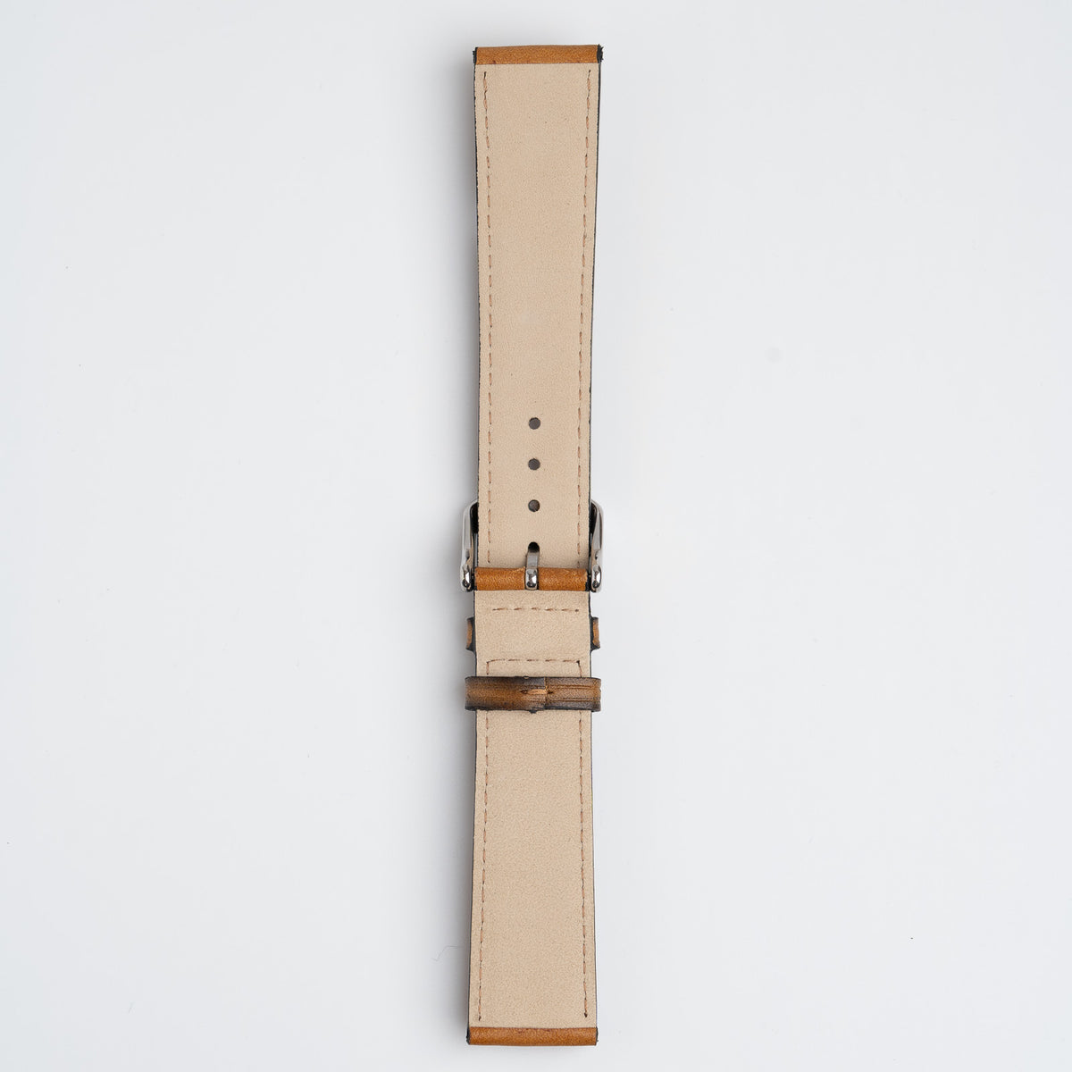Vintage Smooth Tan Watch Strap, underside showing the lining