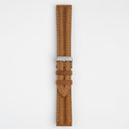 Submerge Double Ridge Tan Watch Strap, buckled up, front view