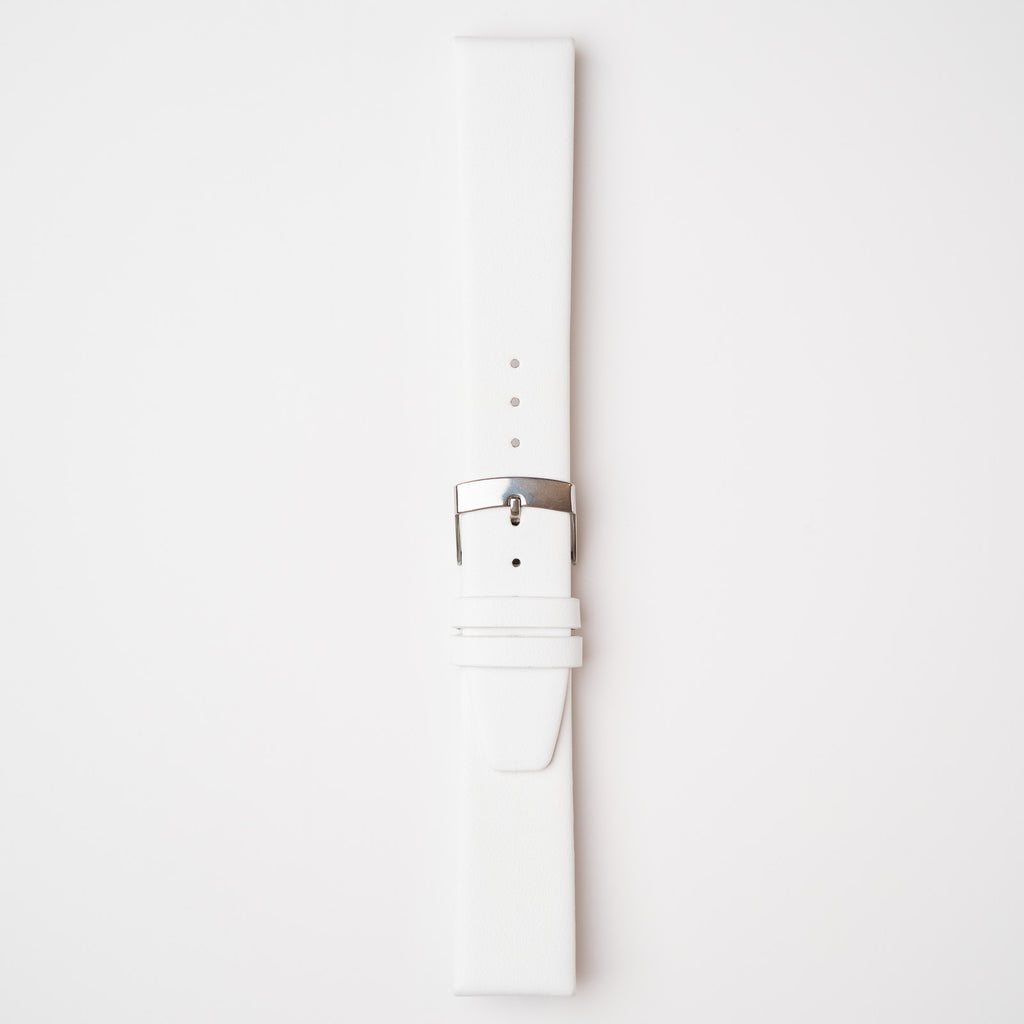Apple Fibre White Watch Strap, buckled up, front view