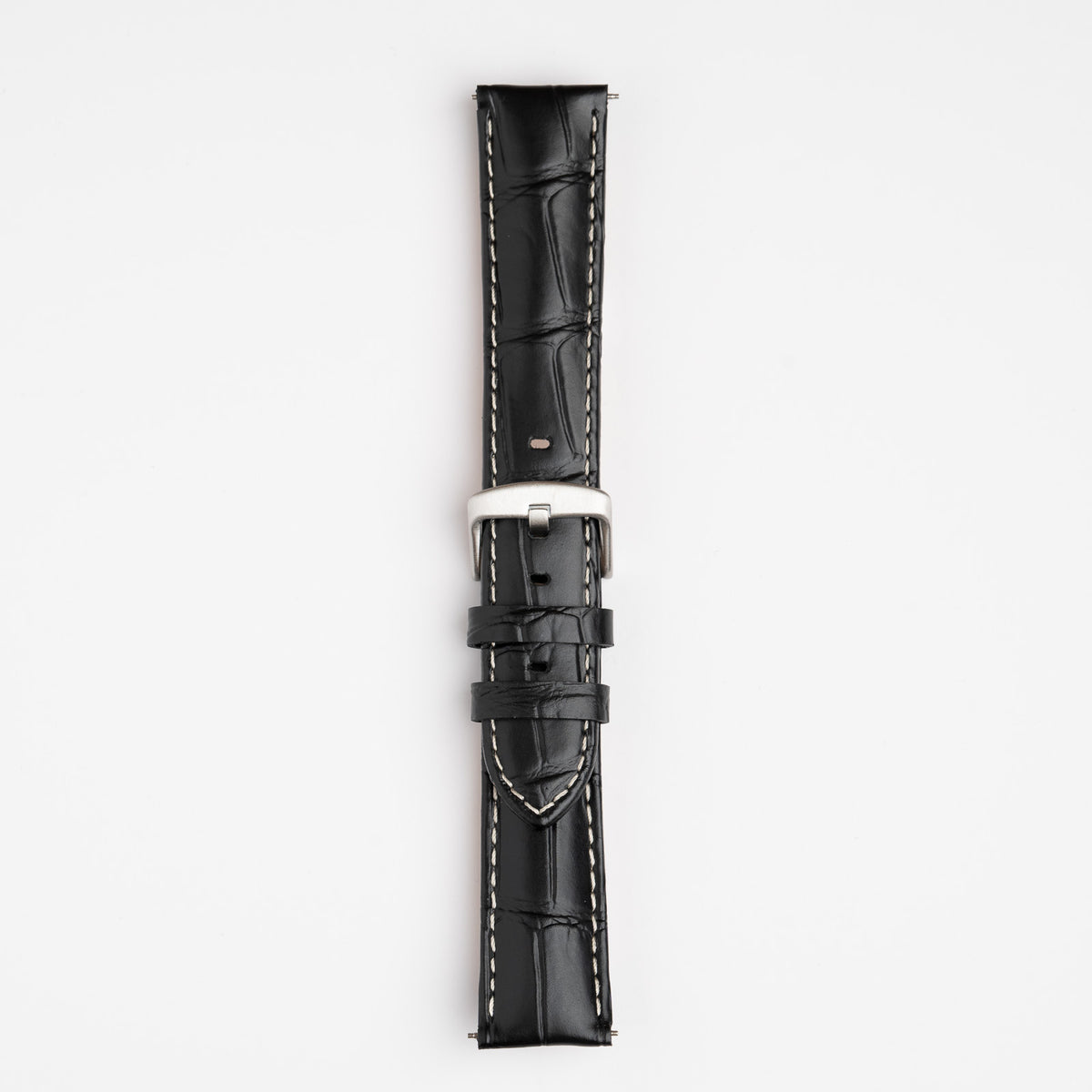Silverstone Loop Quick Release Black Watch Strap, White Stitch