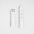 White Mayfair Super watch strap, laid flat with its buckle