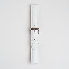 White Mayfair Super watch strap, buckled, front view