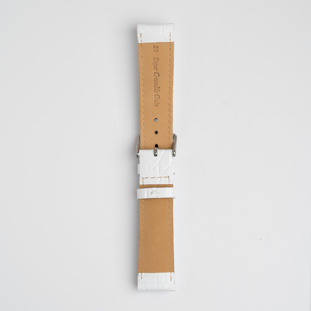White Mayfair Super watch strap, buckled, back view