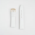 White Mayfair Lizard watch strap, laid flat with its buckle