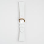 White Mayfair Lizard watch strap, buckled, front view
