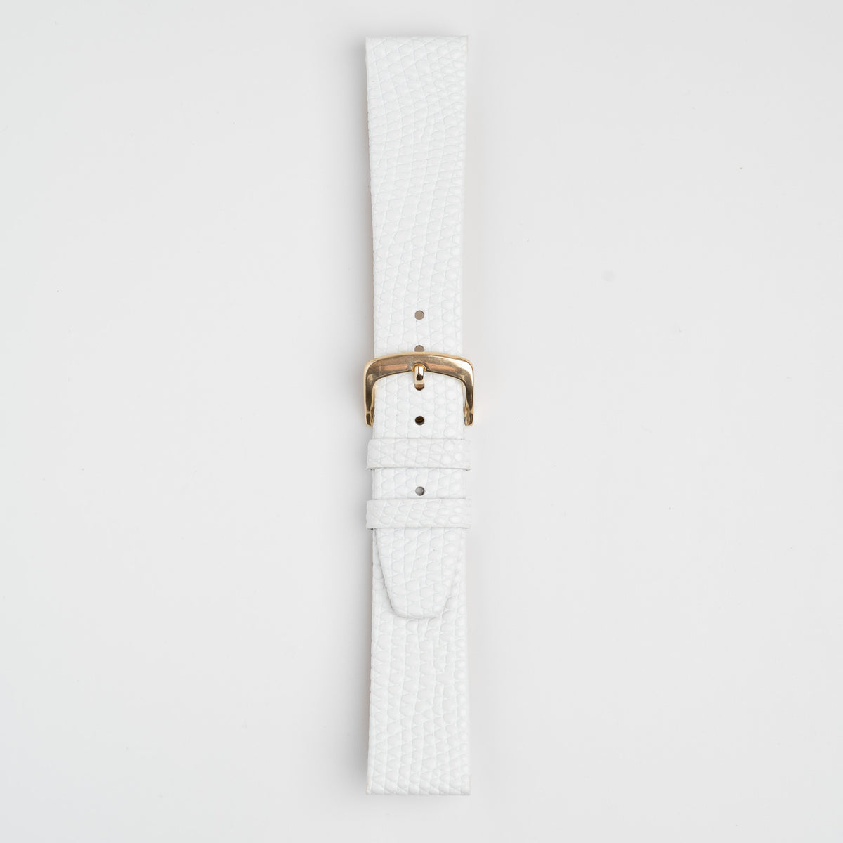White Mayfair Lizard watch strap, buckled, front view