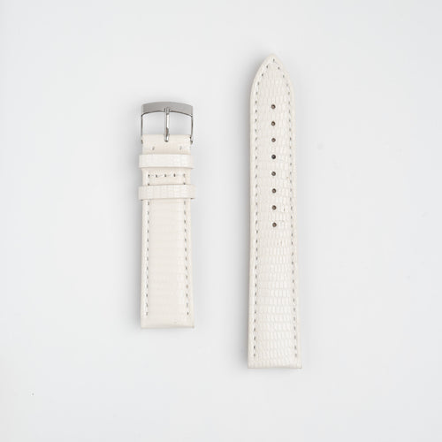 White Genuine Lizard Leather Watch Strap available in 14mm, 16mm, 18mm, 20mm