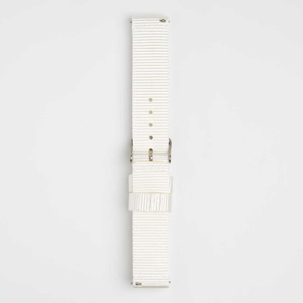 Nylon Quick Release White Watch Strap, underside showing the lining