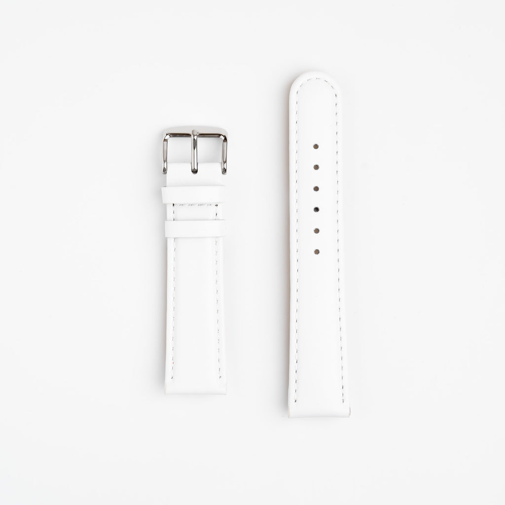 Henley White Watch Strap, both pieces laid flat