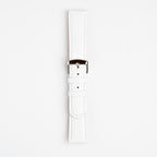 Henley White Watch Strap, buckled up, front view