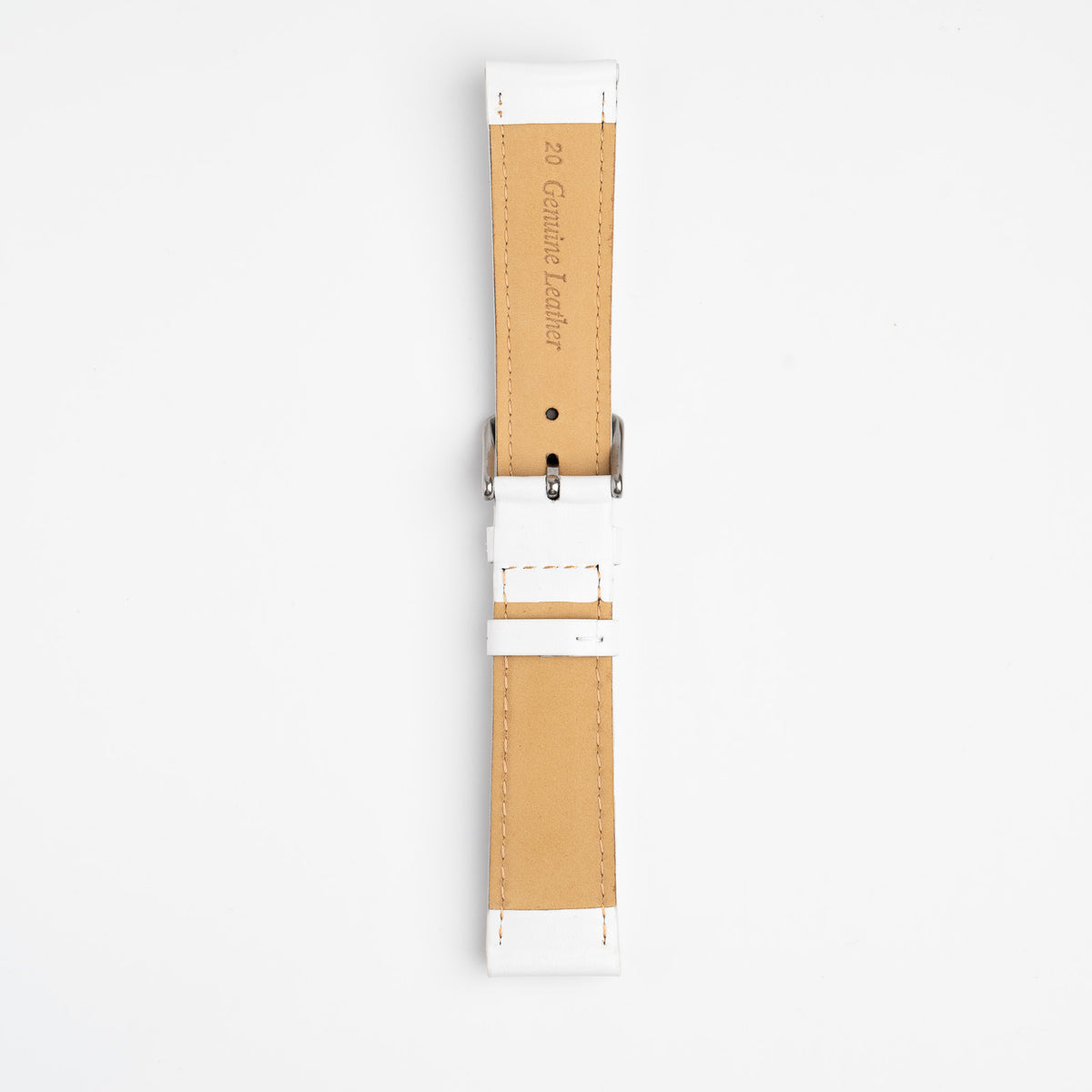 Henley White Watch Strap, underside showing the lining