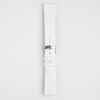 Windsor Smooth Quick Release White Watch Strap, buckled up, front view