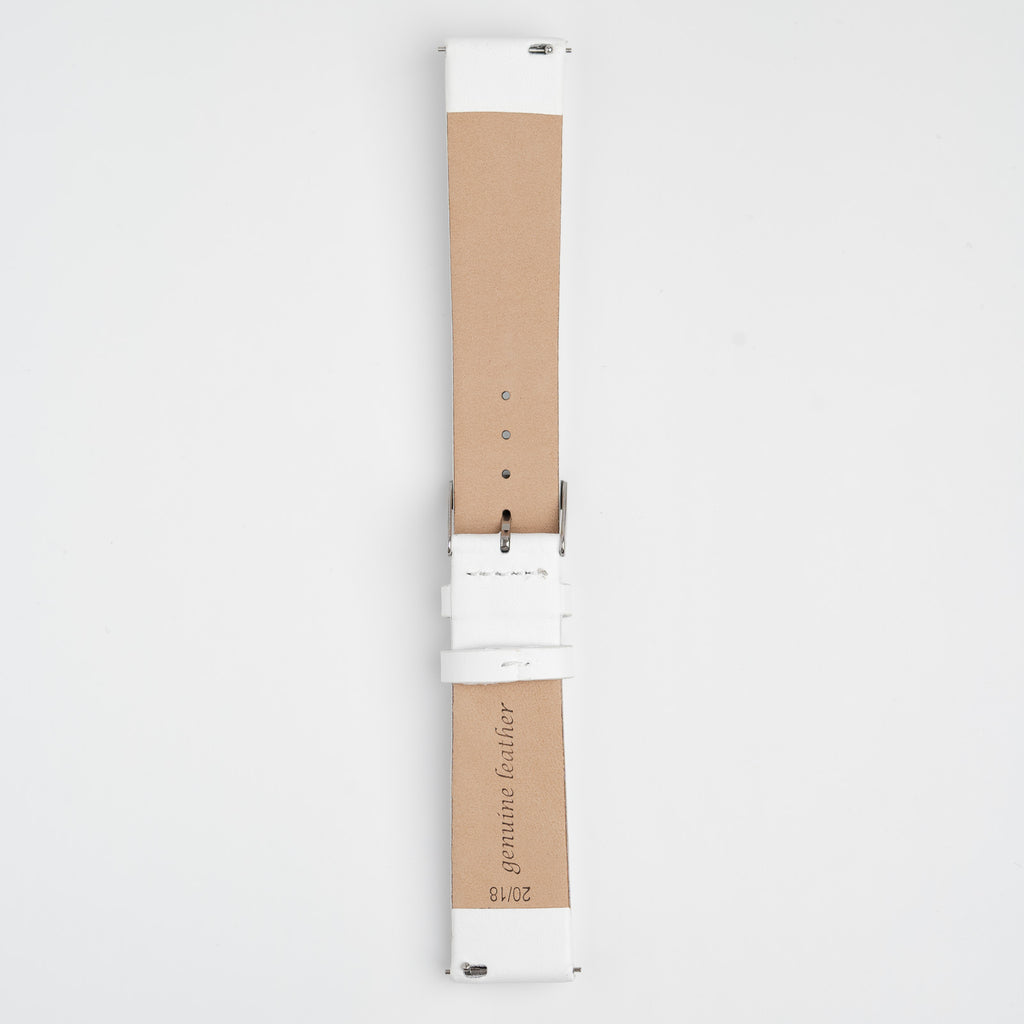 Windsor Smooth Quick Release White Watch Strap, underside showing the lining
