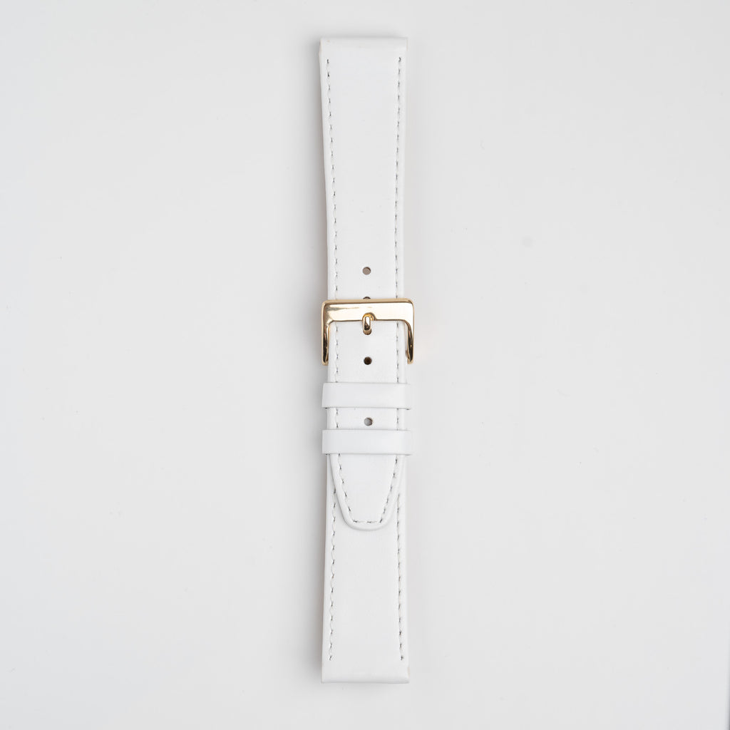 White Mayfair Subtle watch strap, buckled, front view