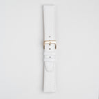 White Mayfair Subtle watch strap, buckled, front view